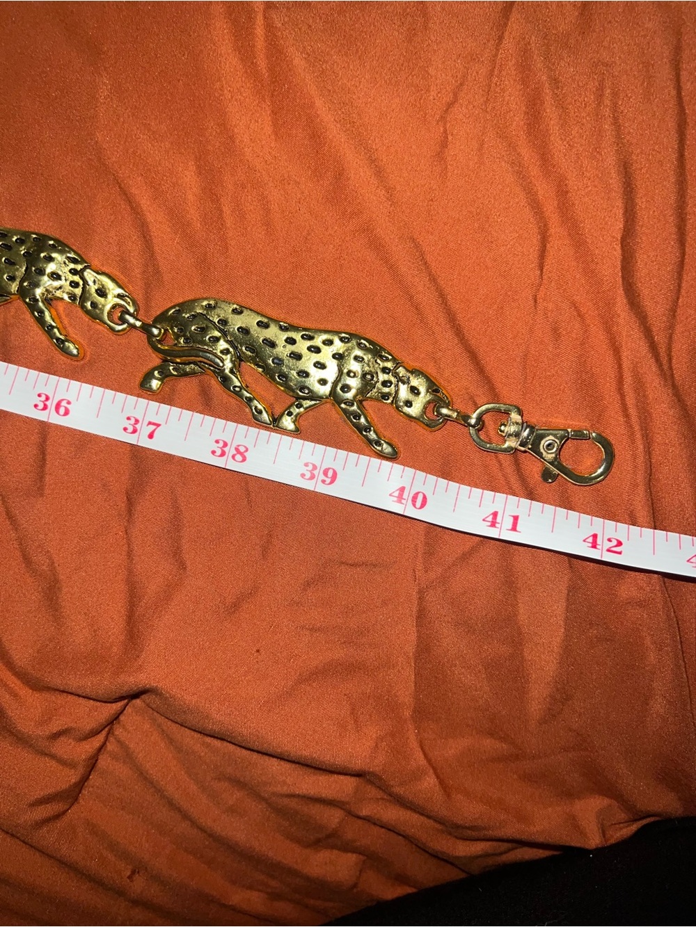 Vintage Anne Klein Gold-Tone Leopard Link Chain Belt - Picture 3 of 4